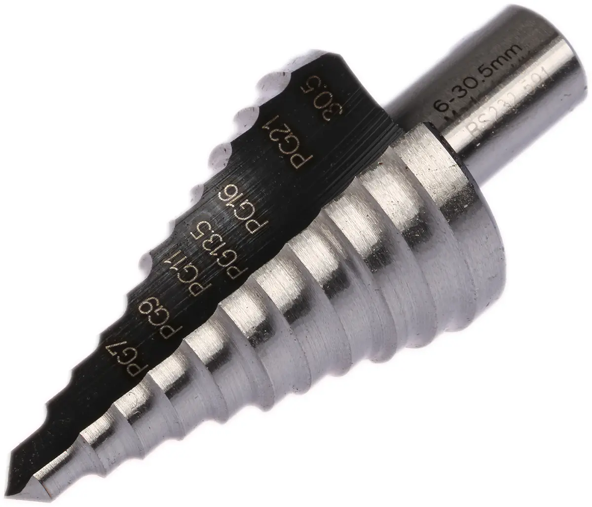 Produktfoto 1 von RS PRO HSS Stufenbohrer 6-stufig, 6mm → 30.5mm
