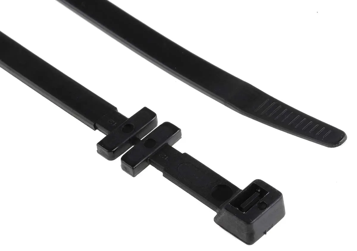 Produktfoto 1 von RS PRO Nylon 6.6 Kabelbinder Kabelrinne Schwarz 7.6 mm x 320 mm