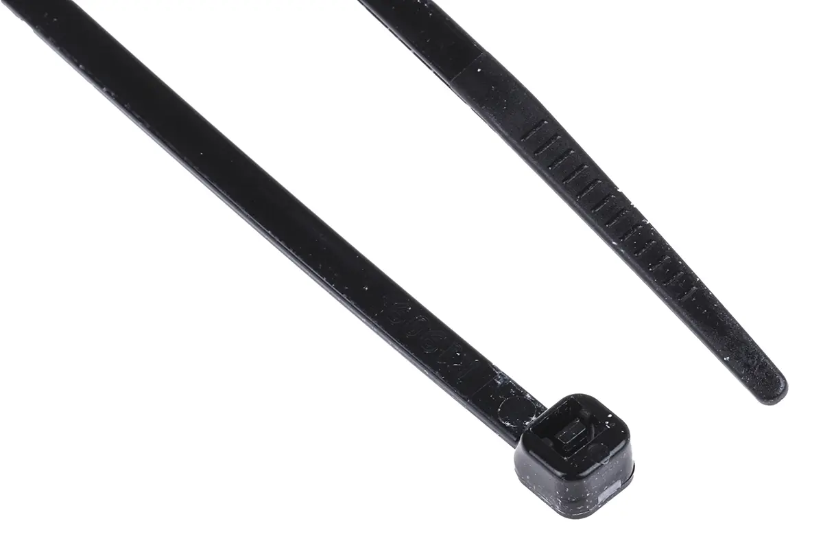 Produktfoto 1 von RS PRO Nylon 6.6 Kabelbinder Nicht lösbar Schwarz 3.6 mm x 150 mm