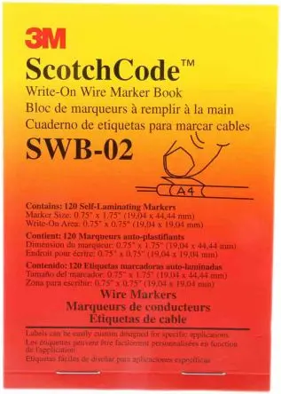 Produktfoto 1 von 3M SWB -02 Kabelmarkierungsbuch, Beschriftung: Blind, 44 mm x 19mm