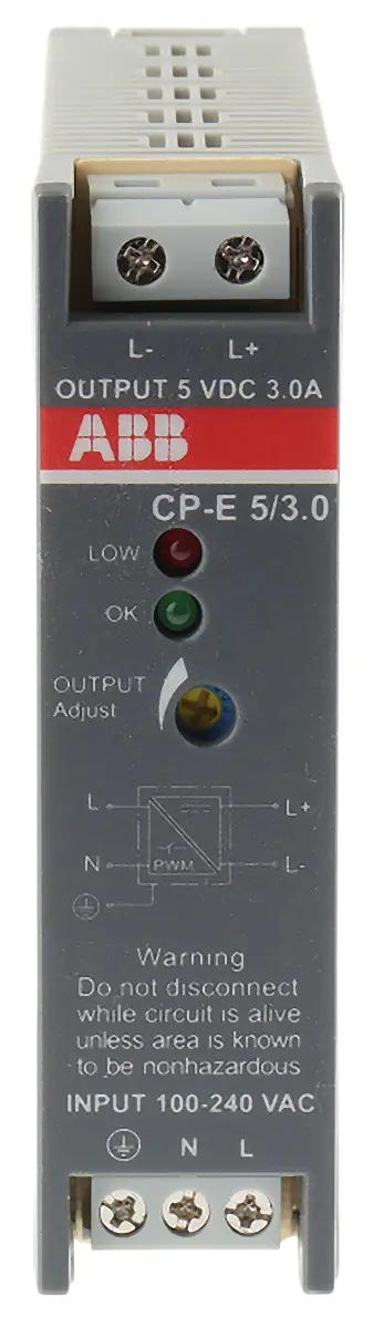 Produktfoto 1 von ABB CP-E DIN-Schienen Netzteil Getaktet 5V dc / 3A 15W 90 → 265 V ac / 120 → 370V dc