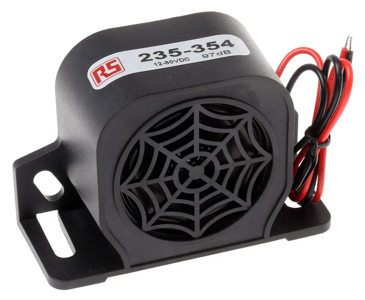 Produktfoto 1 von RS PRO  Elektronischer Signalgeber 12 → 80 V dc -Ton 97dB Schwarz