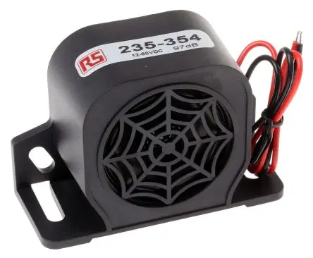 Produktfoto 1 von RS PRO Elektronischer Signalgeber Universell 80V dc 1-Ton 97 dB @ 1m, Schwarz, Ø 102 mm DC