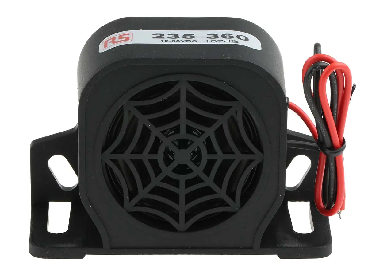 Produktfoto 1 von RS PRO  Elektronischer Signalgeber 12 → 80 V dc -Ton 107dB Schwarz