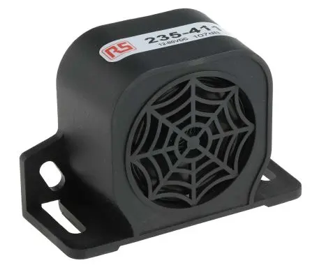 Produktfoto 1 von RS PRO Elektronischer Signalgeber Universal-Befestigungsplatte IP67 80V dc 1-Ton 107 dB @ 1m, Schwarz, Ø 102 mm DC