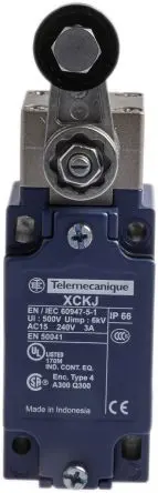 Produktfoto 1 von Telemecanique Sensors OsiSense XC Endschalter, Rollenhebel 1 Schließer/1 Öffner, IP66, Zinklegierung 240V ac 3A