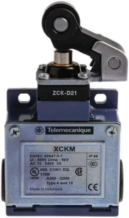 Produktfoto 1 von Telemecanique Sensors OsiSense XC Endschalter, Rollenstößel 1 Schließer/1 Öffner, IP66, Zinklegierung 240V ac 3A