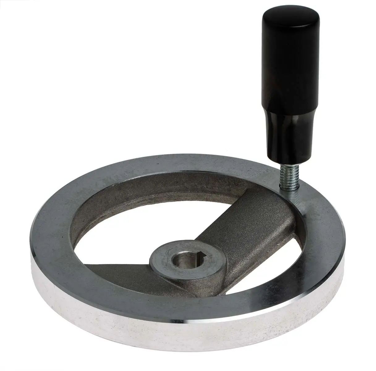 Produktfoto 1 von RS PRO Speichen Handrad, Rad ø 125 mm, 12 mm, 18 mm Gebohrte Nabe, Rad Mat. Aluminiumdruckguss, Silber