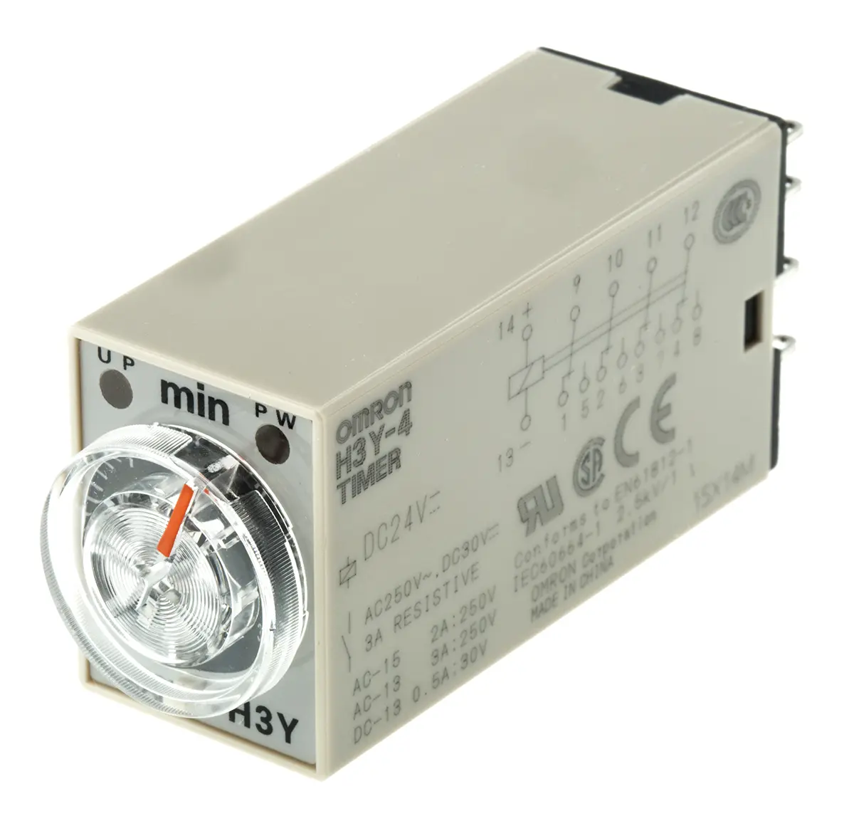 Produktfoto 1 von Omron H3Y-4 Zeitrelais, DIN-Hutschiene 24 V 24V ac, 0.1 to 3 min, 4 Kont. 1, 4-poliger Schließer