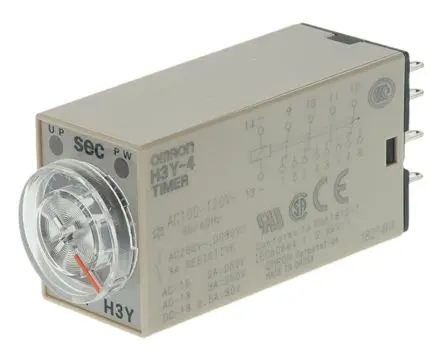 Omron H3Y-4 Zeitrelais, DIN-Hutschiene 125 V dc 100V ac, 120 V ac, 0.5 to 10 s, 4 Kont. 1, 4-poliger Schließer