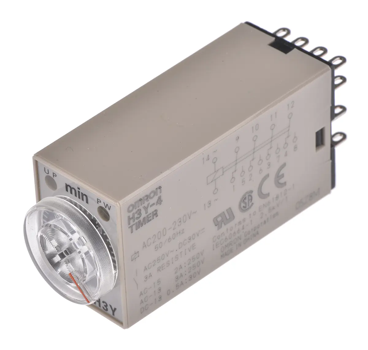 Produktfoto 1 von Omron H3Y-4 Zeitrelais, DIN-Hutschiene 125 V dc 200V ac, 230 V ac, 1 to 30 min, 4 Kont. 1, 4-poliger Schließer