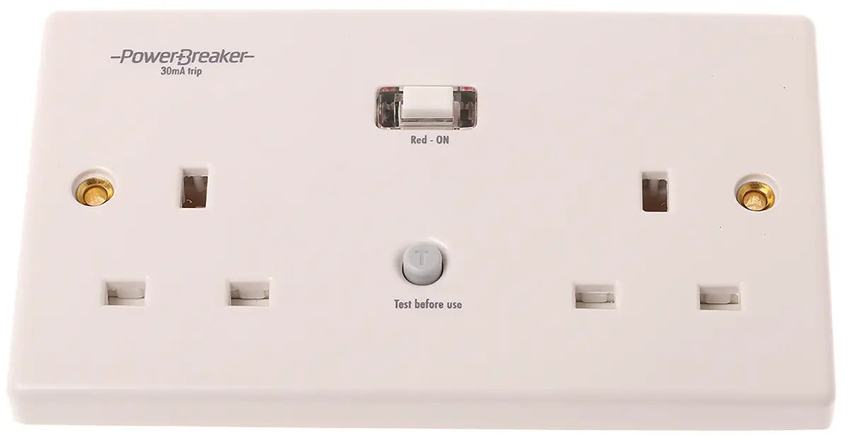 Powerbreaker PowerBreaker H 13 A RCD Dose, Britischer Standard, 2-fach Passiv Oberfläche Weiß Geschaltet / 230 V ac 11.3