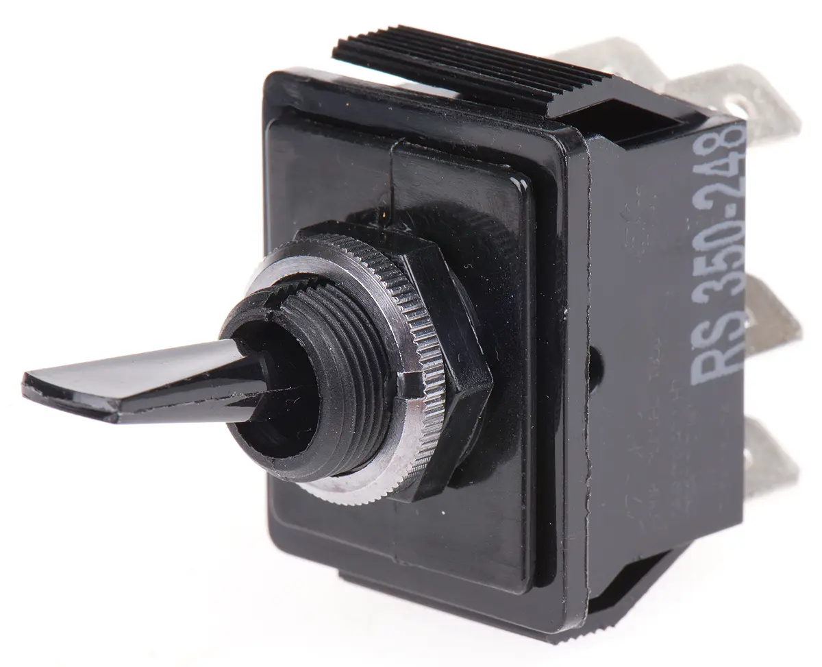 Produktfoto 1 von Arcolectric (Bulgin) Ltd Panel Kippschalter 2-poliger Wechsler, Ein-Aus, 250 V ac, 16A, IP40, Stecker