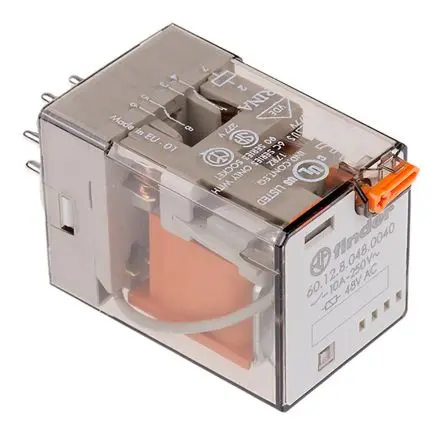 Produktfoto 1 von Finder 60 Leistungsrelais 48V ac Spule 2-poliger Umschalter 10A 290 Ω 1.3 W