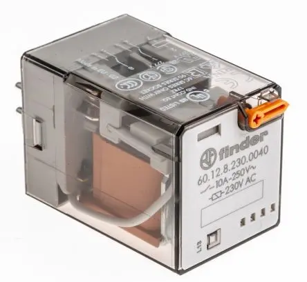 Produktfoto 1 von Finder 60 Leistungsrelais 230V ac Spule 2-poliger Umschalter 10A 7.3 kΩ 1.3 W