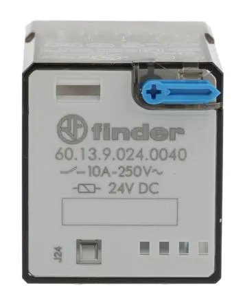 Produktfoto 1 von Finder 60 Leistungsrelais 24V dc Spule Dreipoliger Umschalter 10A 445 Ω 1.3 W
