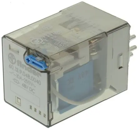 Produktfoto 1 von Finder 60 Leistungsrelais 48V dc Spule Dreipoliger Umschalter 10A 1.8 kΩ 1.3 W