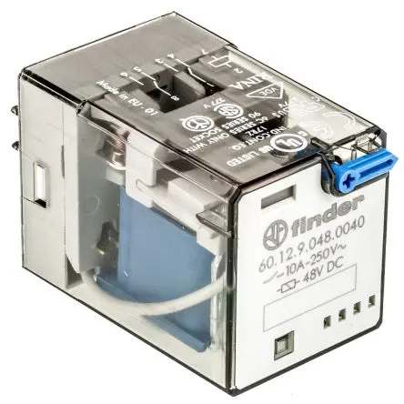 Produktfoto 1 von Finder 60 Leistungsrelais 48V dc Spule 2-poliger Umschalter 10A 1.8 kΩ 1.3 W