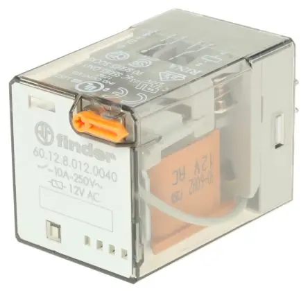 Produktfoto 1 von Finder 60 Leistungsrelais 12V ac Spule 2-poliger Umschalter 10A 19 Ω 1.3 W
