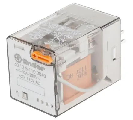 Produktfoto 1 von Finder 60 Leistungsrelais 110V ac Spule Dreipoliger Umschalter 10A 1.6 kΩ 1.3 W
