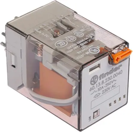 Produktfoto 1 von Finder 60 Leistungsrelais 230V ac Spule Dreipoliger Umschalter 10A 7.3 kΩ 1.3 W
