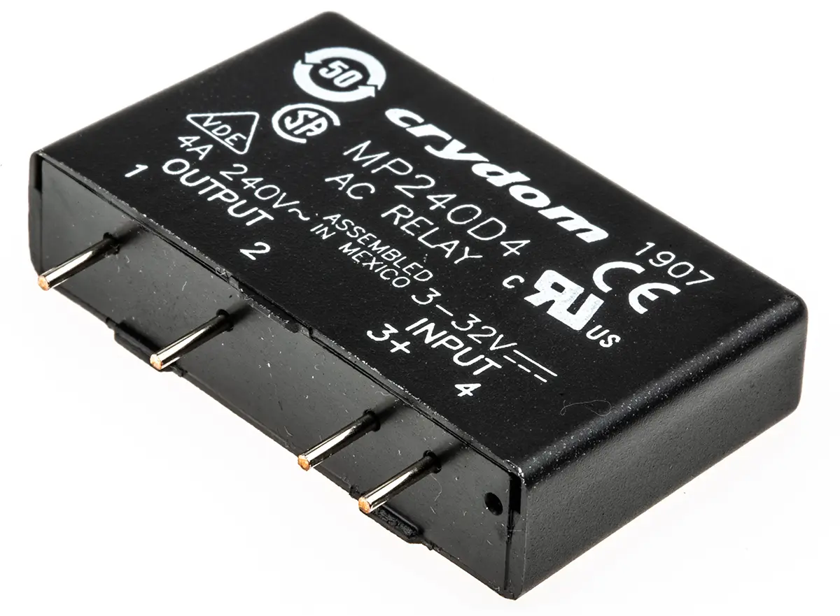 Produktfoto 1 von Sensata Crydom THT Halbleiterrelais mit Nulldurchgang 280 V Gleichstrom / 4 A Effektivwert