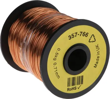 Produktfoto 1 von RS PRO Kupferdraht Emailliert Ø 0.78 mm Außen-ø / 0.71 mm, Spule 120 m