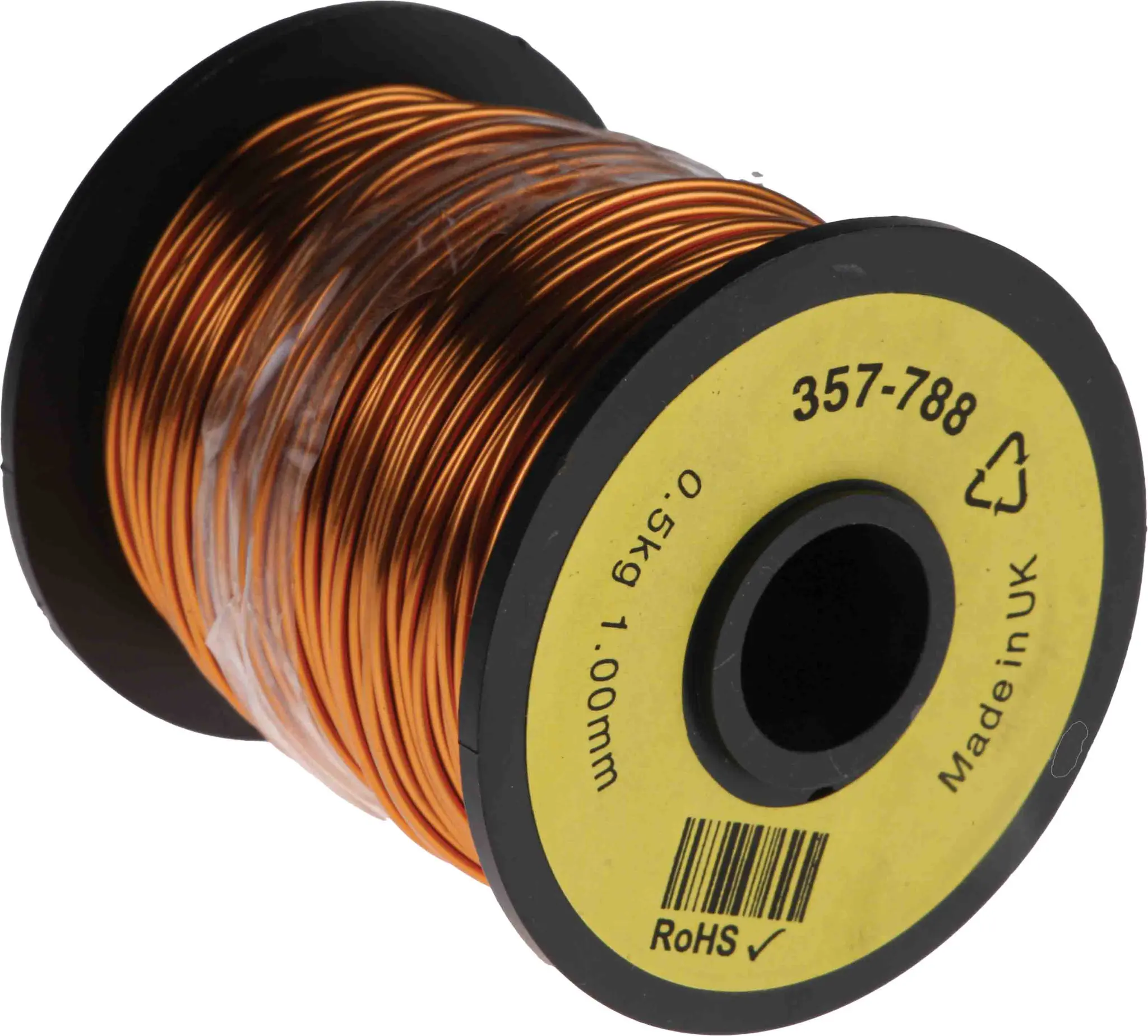 Produktfoto 1 von RS PRO Kupferdraht Emailliert Ø 1.08 mm Außen-ø  / 1 mm, Spule 80 m
