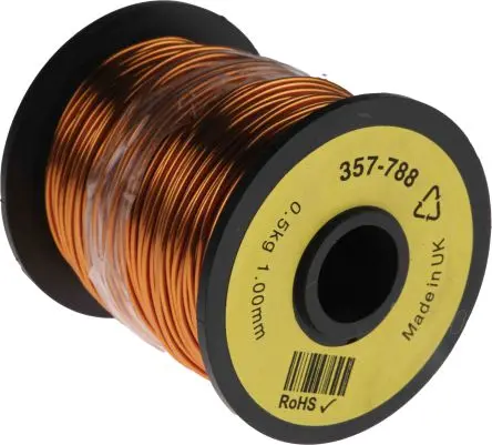 Produktfoto 1 von RS PRO Kupferdraht Emailliert Ø 1.08 mm Außen-ø / 1 mm, Spule 80 m