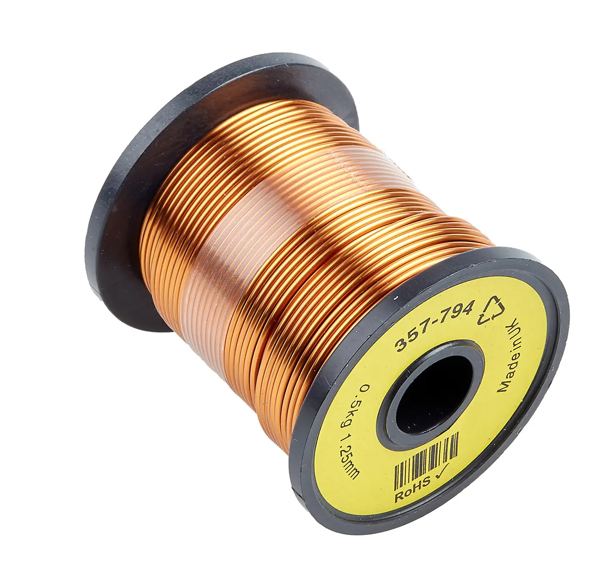 Produktfoto 1 von RS PRO Kupferdraht Emailliert Ø 1.33 mm Außen-ø  / 1.25 mm, Spule 40 m