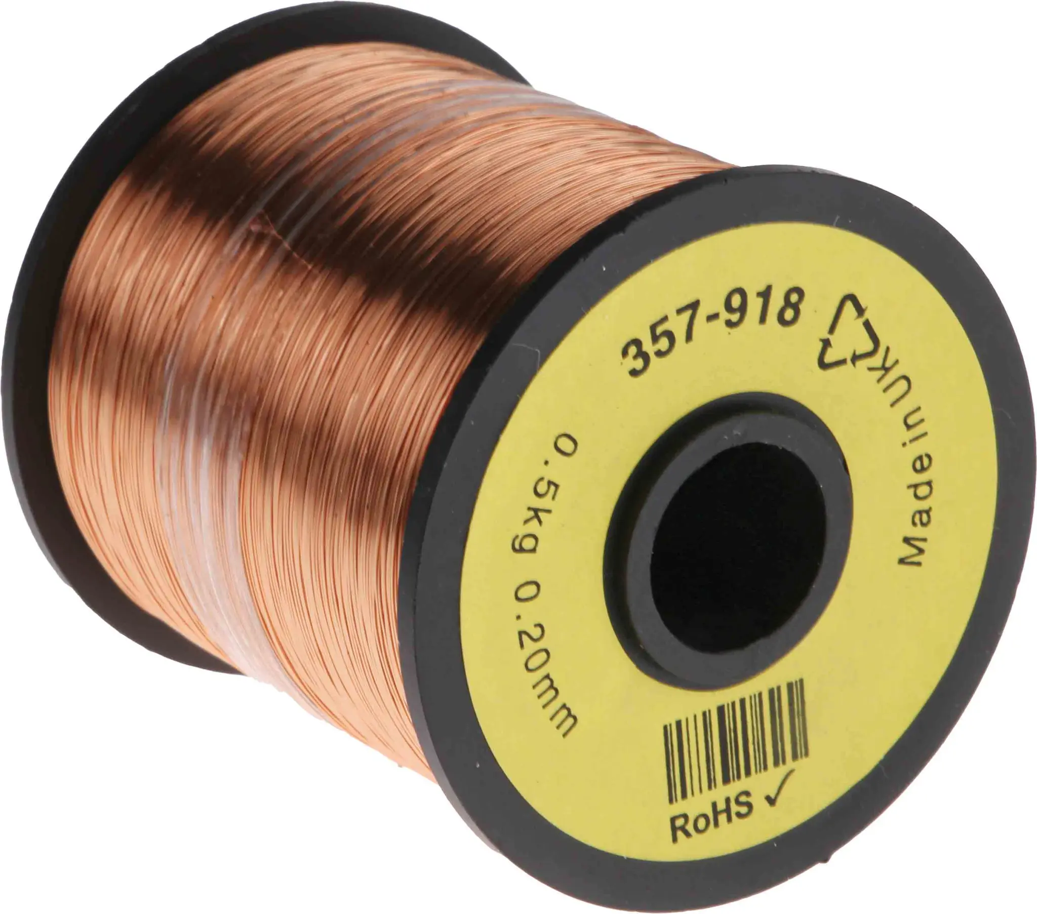 Produktfoto 1 von RS PRO Kupferdraht Emailliert Ø 0.23 mm Außen-ø  / 0.2 mm, Spule 1600 m