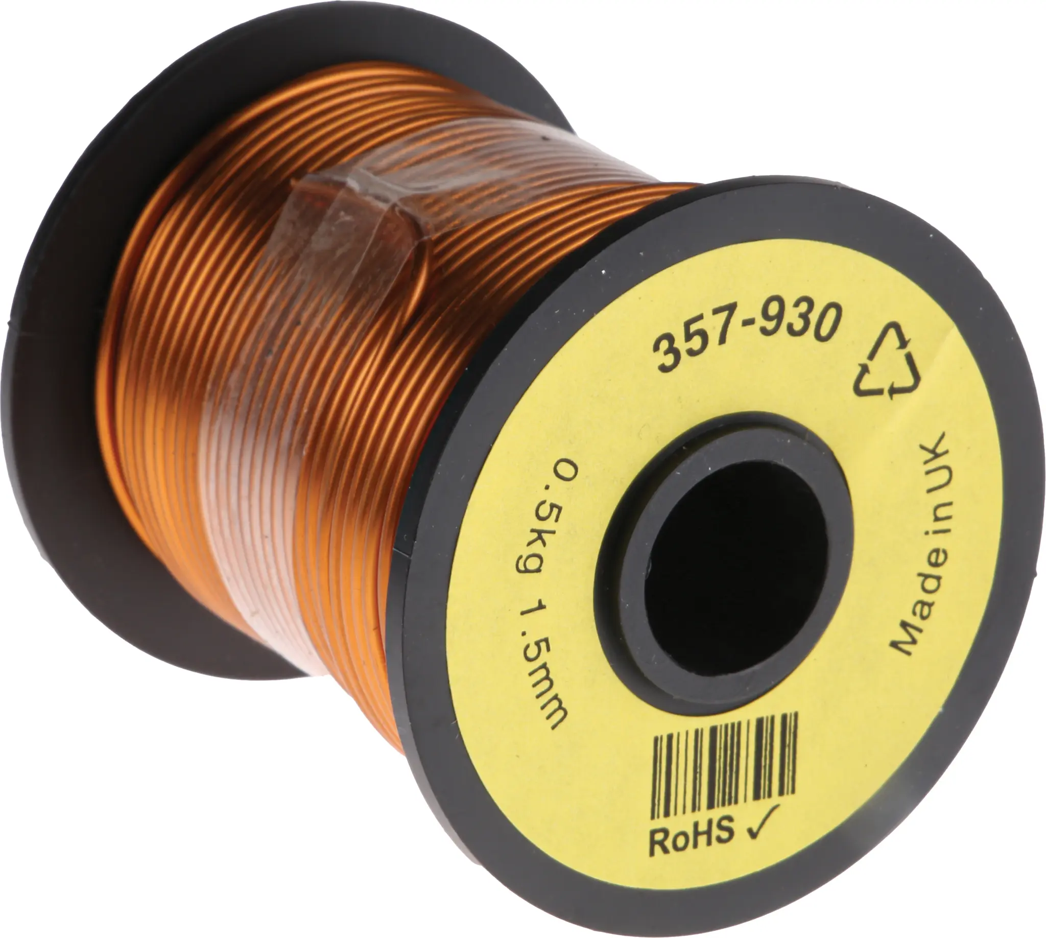 Produktfoto 1 von RS PRO Kupferdraht Emailliert Ø 1.59 mm Außen-ø  / 1.5 mm, Spule 30 m