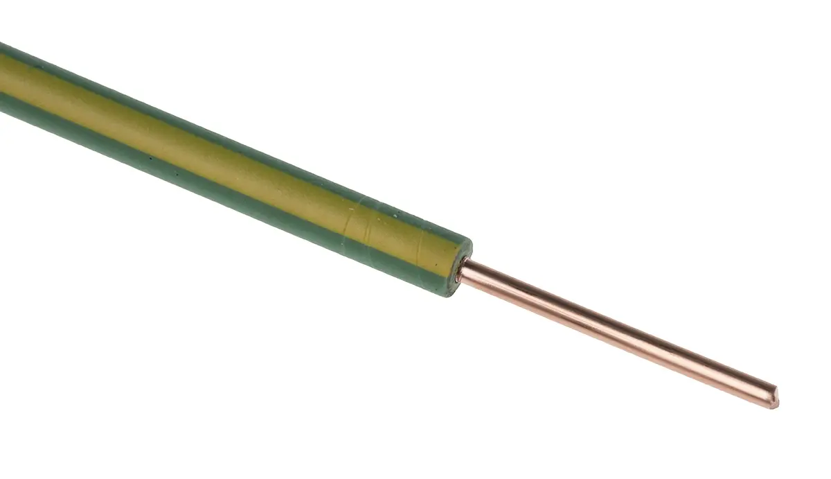 Produktfoto 1 von RS PRO Einzeladerleitung 1mm2, 17 AWG 100m Grün/Gelb PVC isoliert Ø 3.2mm