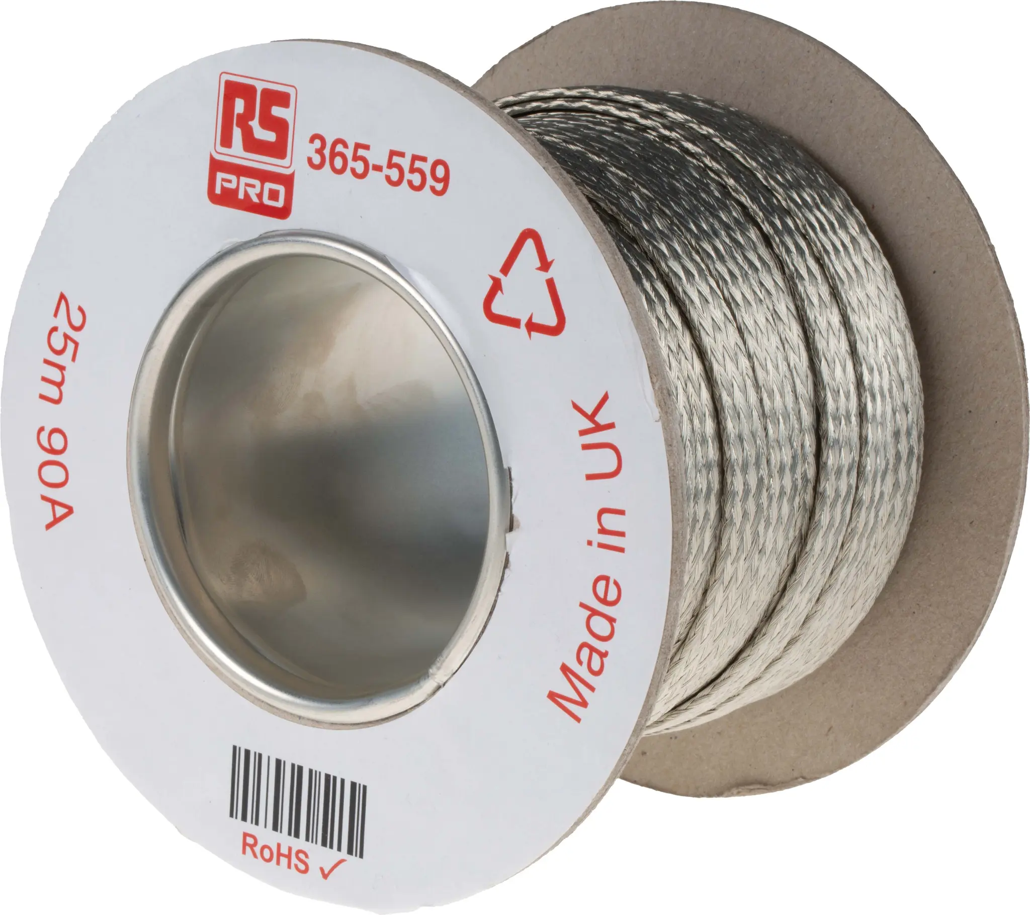 Produktfoto 1 von RS PRO Geflochtene Kabel Zinn-Kupferdraht 9.05 mm² 25 m 24 x 12 x 0.20 mm 1.91 Ω/km