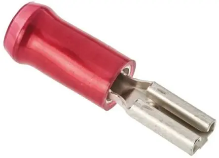 Produktfoto 1 von TE Connectivity PIDG FASTON .250 Flachsteckhülse, Rot, Isoliert, 2.79 x 0.51 mm, Buchse, 22 AWG min, 15 AWG