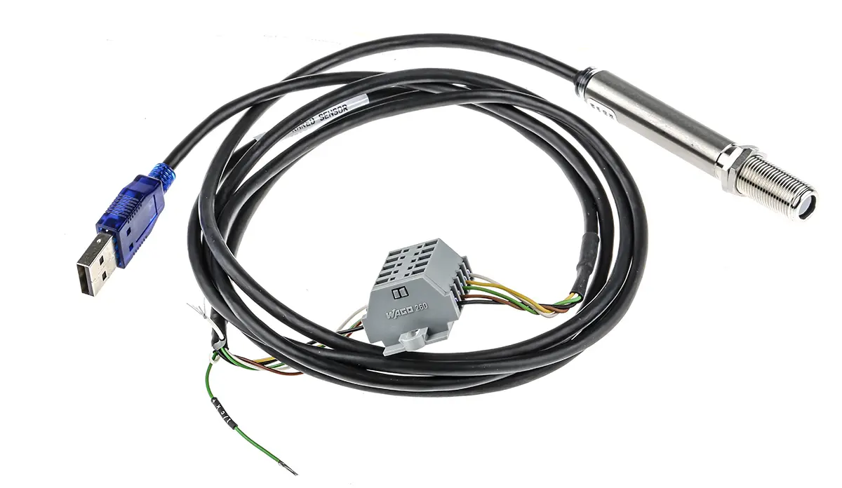 Produktfoto 1 von Optris Infrarot-Temperatursensor, V Ausgangssignal Ausgang, 1.5 % 1 m bis 350 °C, -20 °C Schraubanschlussklemme,