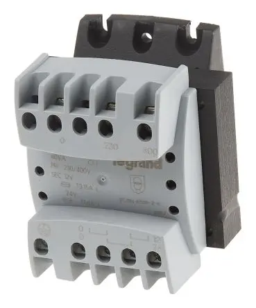 Produktfoto 1 von Legrand 40 VA DIN-Schienen-Trafo, Primär 230 to 400 V / Sekundär 230 V DIN-Hutschiene, Schraubanschlussklemme 2 Ausg.,