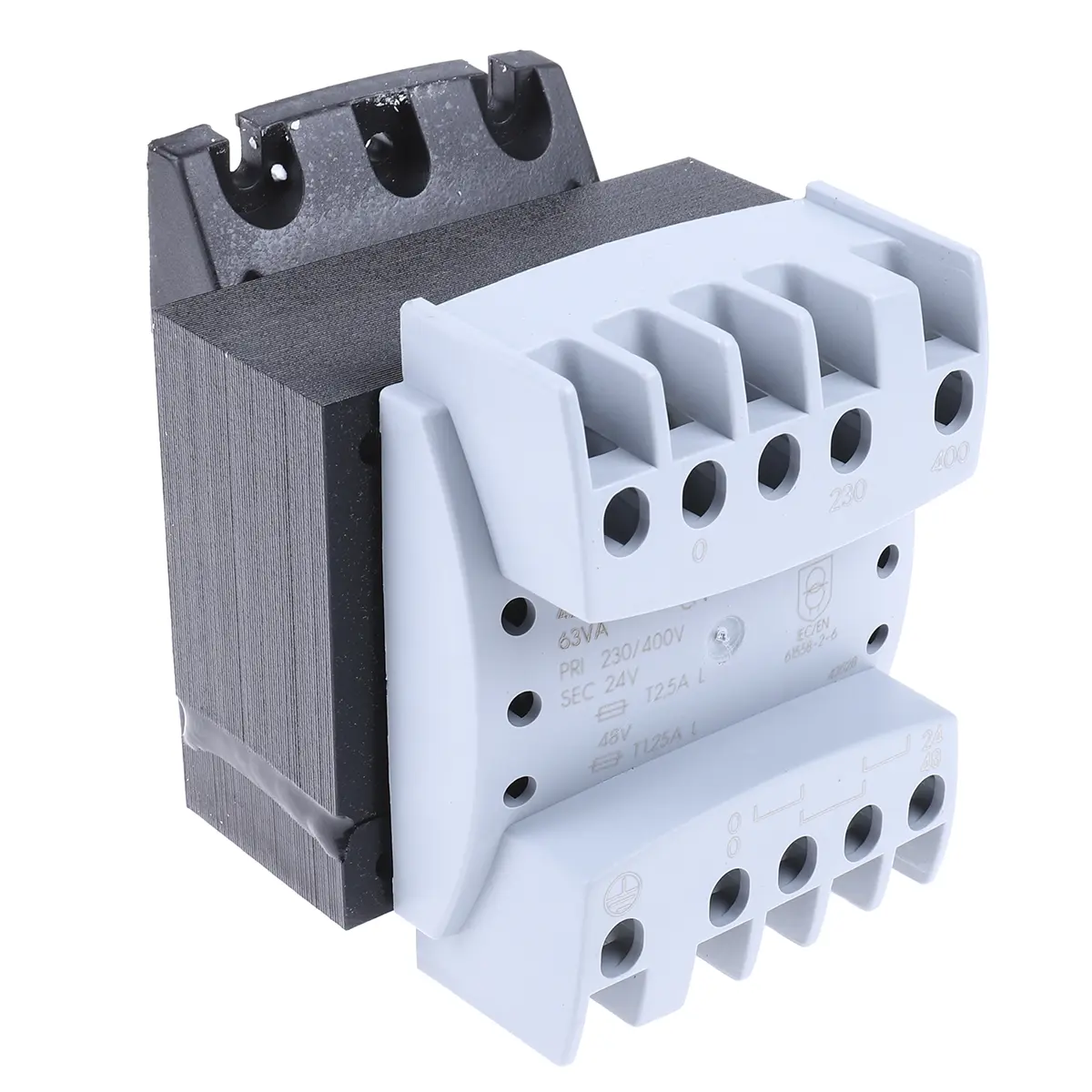 Produktfoto 1 von Legrand 63 VA DIN-Schienen-Trafo, Primär 230 to 400 V / Sekundär 230 V DIN-Hutschiene 1 Ausg., 98 mm x 84mm x 77 mm