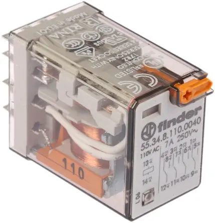 Produktfoto 1 von Finder 55 Leistungsrelais 110V ac Spule 4-poliger Schließer 7A 4 kΩ 1 W