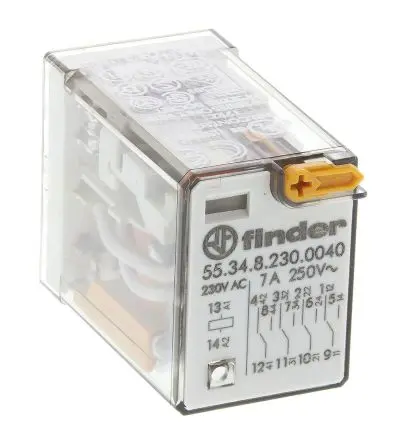 Produktfoto 1 von Finder 55 Leistungsrelais 230V ac Spule 4-poliger Schließer 7A 17 kΩ 1 W