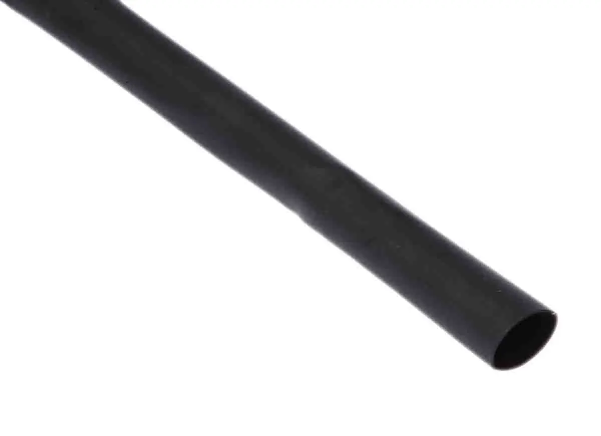 Produktfoto 1 von RS PRO Wärmeschrumpfschlauch, Polyolefin Schwarz, Ø 6.4 mm Schrumpfrate 2:1, Länge 15m