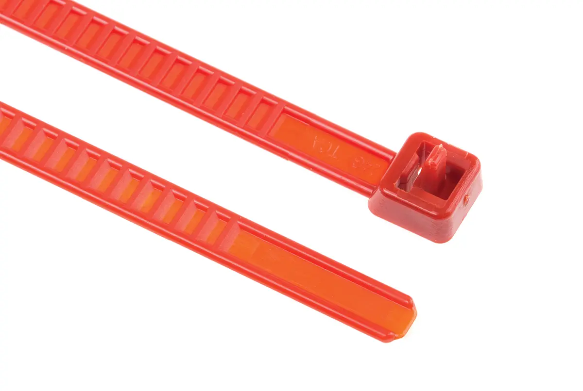 Produktfoto 1 von HellermannTyton LR55 Nylon 6.6 Kabelbinder Lösbar Rot 4.7 mm x 195 mm