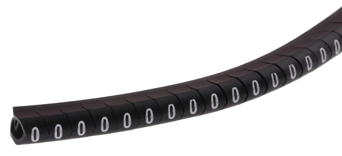 Produktfoto 1 von HellermannTyton Helagrip Kabelmarkierung Aufschiebbar, Beschriftung: 0, Weiß Schwarz, Ø 4 mm - 9 mm, 5 mm x 6.8 mm