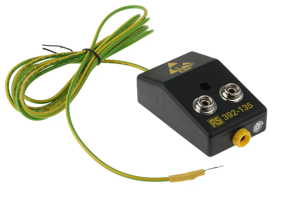 Produktfoto 1 von RS PRO ESD-Erdungsbox Erdanschluss-Box 10 mm Druckknopf Ringkabelschuh EN 61340-5-1 konform