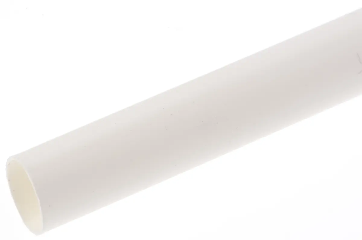 Produktfoto 1 von RS PRO Wärmeschrumpfschlauch, Polyolefin Weiß, Ø 6.4 mm Schrumpfrate 2:1, Länge 1.2m