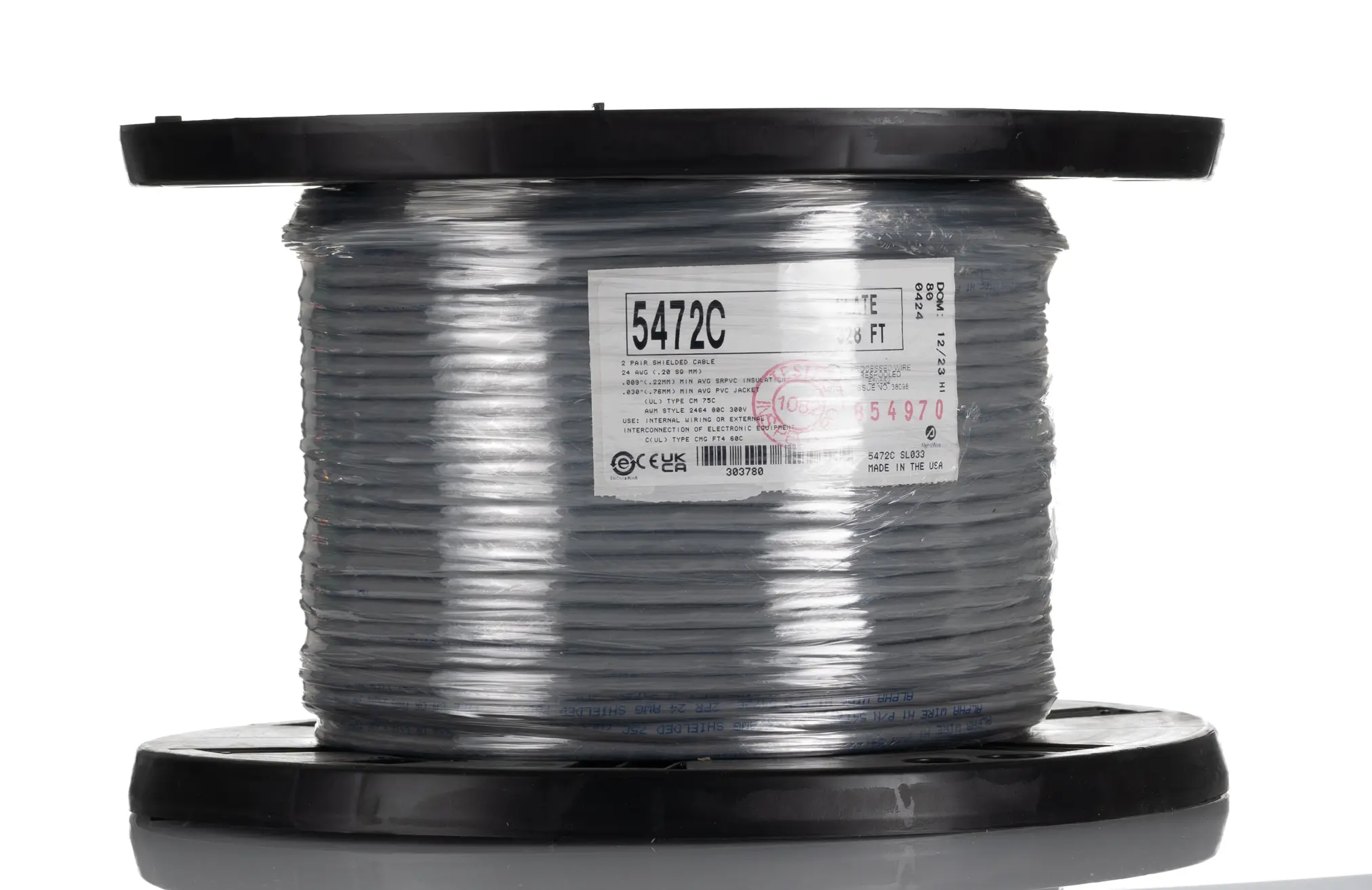 Produktfoto 1 von Alpha Wire 5472C Datenkabel, 2-paarig 0,23 mm Ø 5.38mm F/UTP Schirmung PVC isoliert Twisted Pair Grau