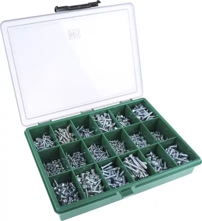 Produktfoto 1 von RS PRO Stahl Pozidriv Schrauben Sortiment x 1.25 Zoll x 0.25 Zoll, 1230 Stück