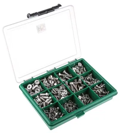 Produktfoto 1 von RS PRO Edelstahl Innensechskant Schrauben Sortiment Flach x 30 mm x 10 mm, 410 Stück