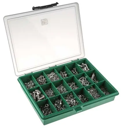 Produktfoto 1 von RS PRO Edelstahl Pozidriv Schrauben Sortiment x 30 mm x 6 mm, 1905 Stück