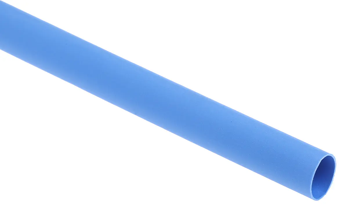 Produktfoto 1 von RS PRO Wärmeschrumpfschlauch, Polyolefin Blau, Ø 6.4 mm Schrumpfrate 2:1, Länge 1.2m